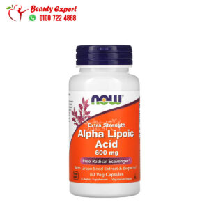 ناو فودز كبسولات alpha lipoic acid 600 ملجم 60 كبسولة نباتية NOW Foods Alpha Lipoic Acid Extra Strength 600 mg