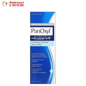 غسول بنزويل بروكسيد لعلاج حب الشباب بنسبة 4% للتحكم اليومي في البشرة (170 جم) PanOxyl Acne Creamy Wash
