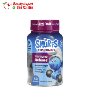 السنافر لبان لتقوية المناعة للأطفال بالتوت لعمر 3 سنوات فأكبر 40 قرص مضغ The Smurfs Kids Gummy Immune Defense Ages 3+ Smurf Berry