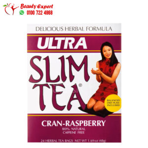 شاي الترا سليم لتعزيز الهضم وانقاص الوزن بالتوت العليق والتوت البري بدون كافين 24 كيس شاي (48 جم) Ultra Slim Tea Cran-Raspberry Hobe Labs