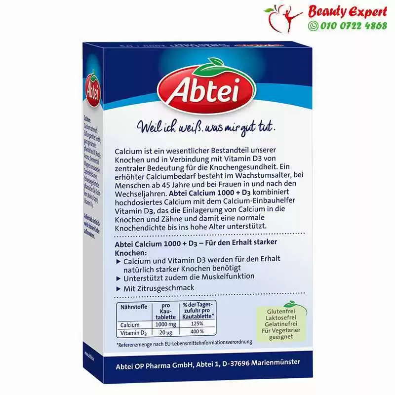 Abtei calcium d3 1000 mg with vitamin D supplement maintain healthy bone - 30 tablets - Image 4