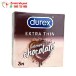 واقي ذكري ديوريكس لزيادة الإثارة والسعادة الزوجية بنكهة الشيكولاتة 3 قطع - Durex Extra Thin Intense Chocolate Flavoured Condoms for Men - 3 condoms