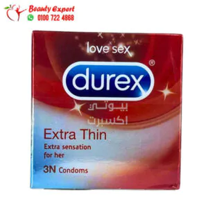 واقى ذكرى durex رفيع للإحساس بالإثارة والمتعة 3 كندوم - durex extra thin extra sensation for her 3 condoms