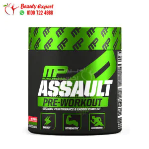 طاقة قبل التمرين مكمل اسولت مصل فارم بنكهة التوت الازرق 344 جم Musclepharm Assault pre-workout 30 Servings blue raspberry