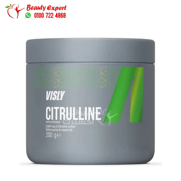 سيترولين مكمل غذائي مالات مع توراين و فيتامين ب6 فيزلي بالفراولة 200 جم Citrulline malate with taurine & vitamin B6 VISLY