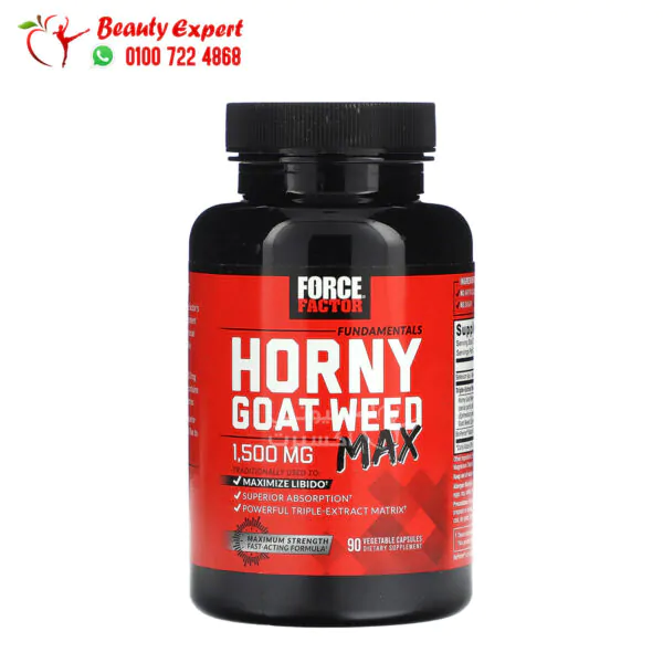 اقراص عشبة العنزة للصحة الجنسية من فورس فاكتور 90 كبسولة - Force Factor, Fundamentals, Horny Goat Weed Max, 500 mg, 90 Vegetable Capsules